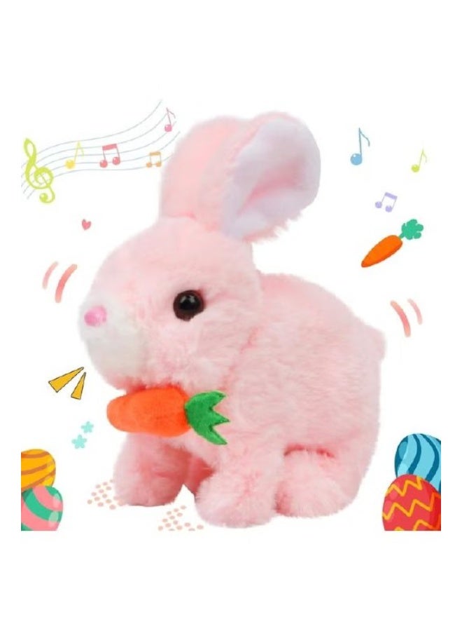 لعبة أرنب إلكترونية تفاعلية محشوة مع أصوات، أرنب يقفز بأنفه ويحمل جزرة، هدية مثالية للأطفال الصغار في أعياد ميلادهم. - Image 3